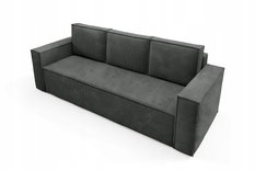 Kanapa 248x96x93 cm sofa z funkcją spania automat i pojemnik sztruks ciemnoszara do salonu - Miniaturka zdjęcia nr 3