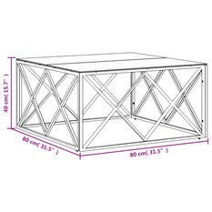  Stolik kawowy 80x80x40 cm do jadalni salonu pokoju dziennego stal nierdzewna szkło srebny  - Miniaturka zdjęcia nr 6