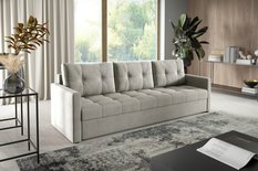 Kanapa IVIO 230x87x86 cm sofa z funkcją spania rozkładana velvet welur jasnoszara do salonu - Miniaturka zdjęcia nr 2