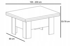 Orzech Warmia Ława Stół 2 w 1 Ławostół Rozkładany do 200 cm Podnoszony - Miniaturka zdjęcia nr 6