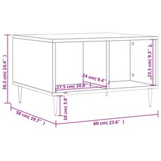 Stolik kawowy 60x50x36,5 cm z dwoma przestronnymi przegrodami przydymiony dąb do salonu - Miniaturka zdjęcia nr 9