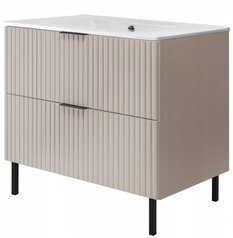 Szafka łazienkowa FLOW 80 cm z umywalką z nogami metalowymi kaszmir - Miniaturka zdjęcia nr 1
