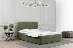 Łóżko ALMA 180x200cm z funkcją przechowywania i materacem do sypialni oliwkowa