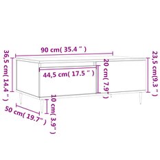 Stolik kawowy 90x50x36,5 cm z praktyczną szufladą i półką brązowy dąb do salonu - Miniaturka zdjęcia nr 11