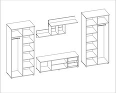 Meblościanka JOWISZ 330x200x53 cm zestaw mebli do salonu bieliźniarka RTV Sonoma ciemna Sonoma jasna MDF  - Miniaturka zdjęcia nr 3