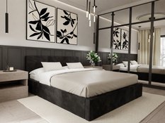 Łóżko tapicerowane do sypialni 180x200x88 cm podwójne z pojemnikiem basic czarne - Miniaturka zdjęcia nr 12