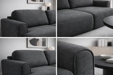 Kanapa z funkcją spania ITALY 250x100x82 cm FLOW 25  trzyosobowa sofa rozkładana tkanina antracyt - Miniaturka zdjęcia nr 4