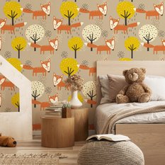 Tapeta Dla Dzieci LISKI Drzewa Styl Skandynawski  - Miniaturka zdjęcia nr 4