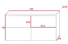 Komoda Retro 120x45x94 cm z przesuwnymi frontami dąb sonoma - biały do salonu - Miniaturka zdjęcia nr 3