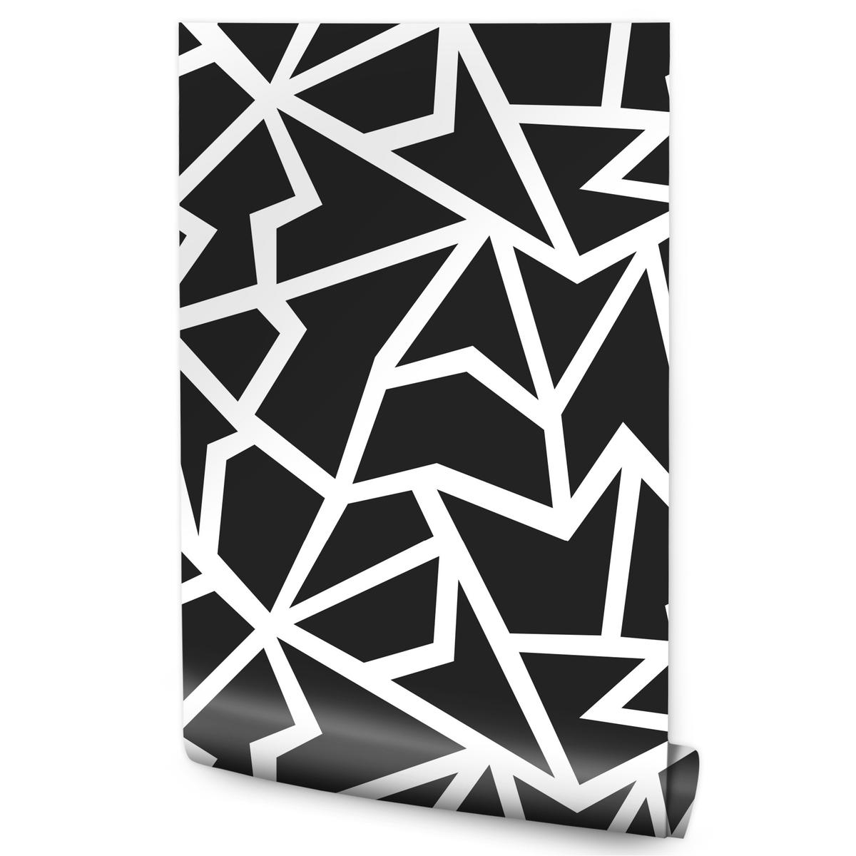 Tapeta Nowoczesna Czarno-Biały Wzór Geometryczny 