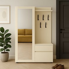 Garderoba do przedpokoju DUO 190x95x40 cm z lustrem wieszakami szafka na buty kaszmir - Miniaturka zdjęcia nr 4