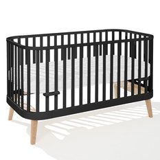 Zaokrąglone łóżeczko dziecięce 2w1 z funkcją sofy (140x70) PRINCIPAL - czarne