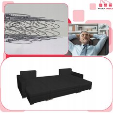 Narożnik Figo BIG 296x74x140 cm kształt U z funkcją spania i przechowywania do salonu Twist czarny - Miniaturka zdjęcia nr 5