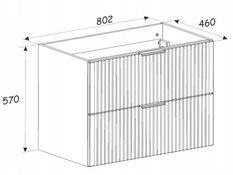 Szafka łazienkowa z umywalką 80 cm wisząca ryflowane szuflady x2 ADEL kaszmir - Miniaturka zdjęcia nr 3