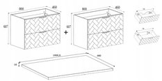 Szafka łazienkowa TREND 160 cm z blatem biały - Miniaturka zdjęcia nr 15