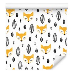 Tapeta Do Pokoju Dziecięcego LISY Liście Drzewka  - Miniaturka zdjęcia nr 3