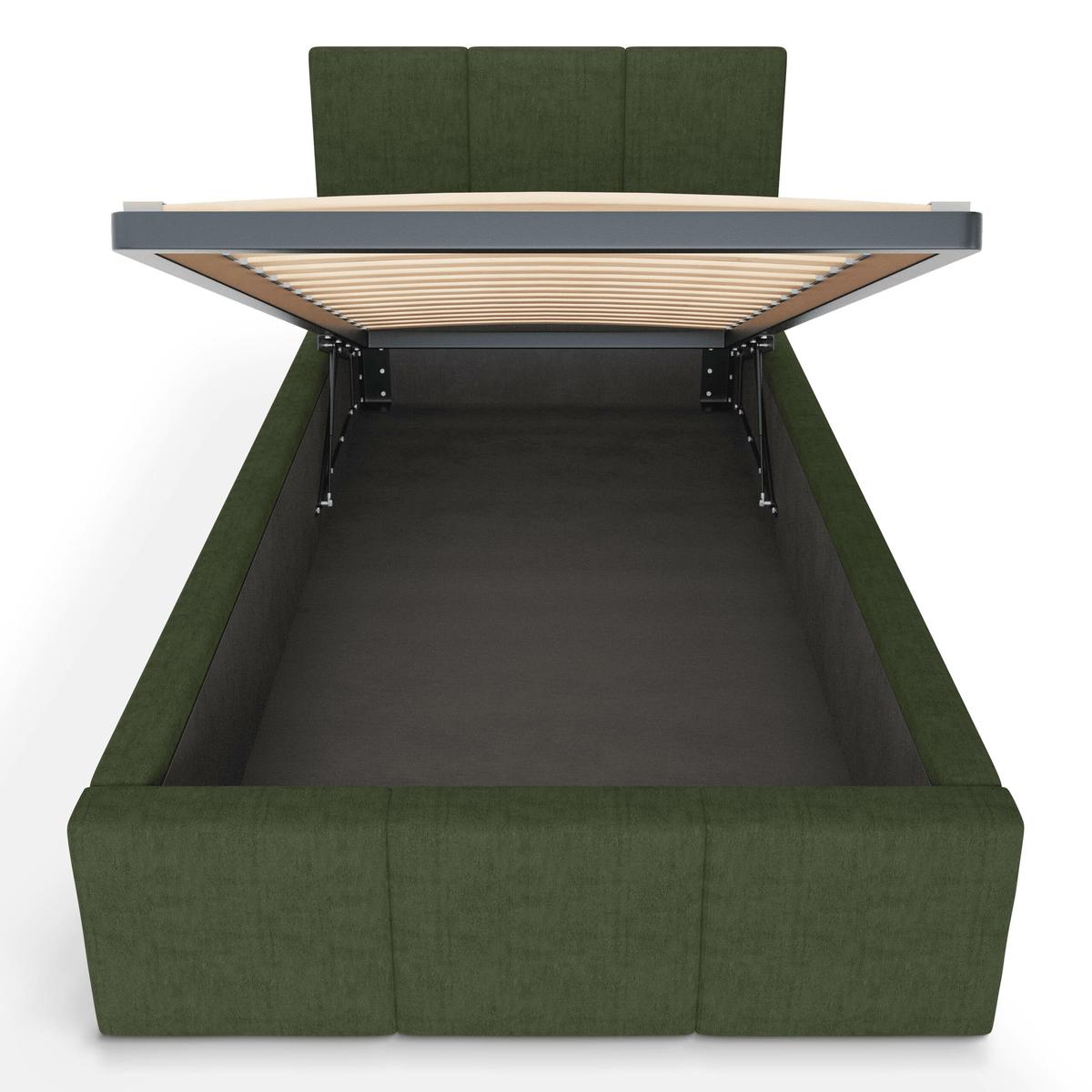 Łóżko Pojedyncze 90x200cm łóżko tapicerowane z pojemnikiem khaki do sypialni wezgłowie 100 cm nr. 9