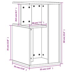 Stolik kawowy 35x35x60 cm z przestronnymi półkami szary dąb sonoma do salonu - Miniaturka zdjęcia nr 10