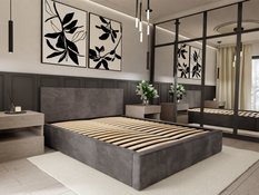 Łóżko tapicerowane do sypialni basic 120x200x88 cm podwójne z pojemnikiem grafitowe - Miniaturka zdjęcia nr 7
