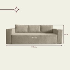 Kanapa rozkładana Verona 248x52x93 cm wersalka z funkcją spania i pojemnikiem sprężyny bonell sztruks beżowa do salonu - Miniaturka zdjęcia nr 11