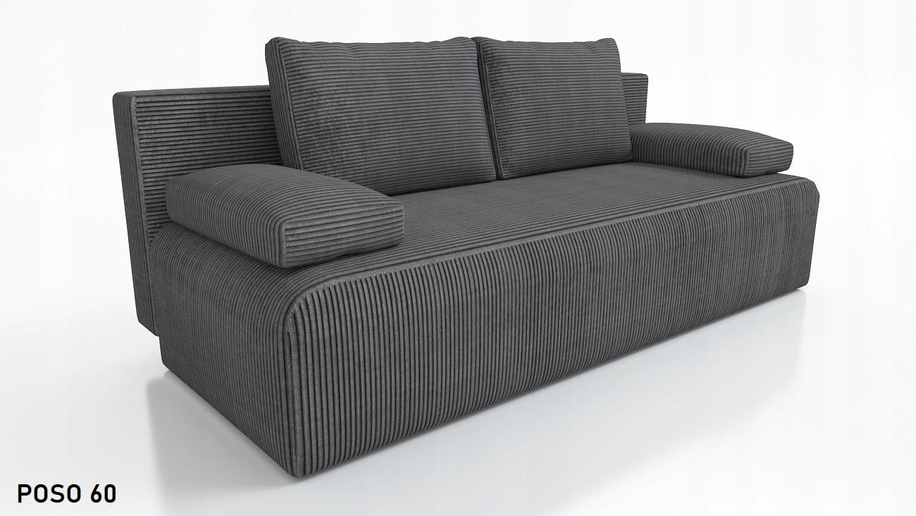 Kanapa Zoja z funkcją spania 82x201x91 cm do sypialni poso ciemnoszara