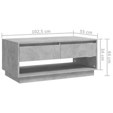 Stolik kawowy 102,5x55x44 cm z dwoma szufladami z płyty wiórowej szarość betonu do salonu - Miniaturka zdjęcia nr 9