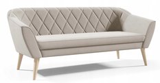 Sofa GLORIA 176x57x70 cm trzyosobowa  w stylu skandynawskim welur MANILA beżowa do salonu - Miniaturka zdjęcia nr 1