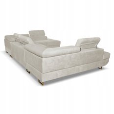 Narożnik Bosso Big 370x206x85 cm kształt U z funkcją spania welur beżowy - Miniaturka zdjęcia nr 7