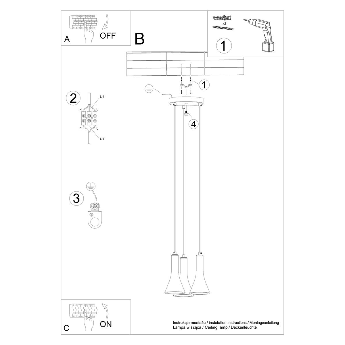 Lampa wisząca REA 3P beton 115x27x27cm nowoczesna E14 do salonu nr. 6