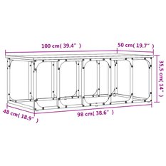 Stolik kawowy 100x50x35,5 cm z metalowymi nogami szary dąb sonoma do salonu - Miniaturka zdjęcia nr 9