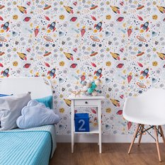 Tapeta Dziecięca KOSMOS Rakiety Styl Skandynawski  - Miniaturka zdjęcia nr 7