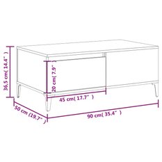 Stolik kawowy 90x50x36,5 cm z praktyczną szufladą czarny do salonu - Miniaturka zdjęcia nr 10