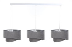 Lampa 114x88x86 cm na listwie z 3 asymetrycznymi abażurkami szaro srebrna - Miniaturka zdjęcia nr 4