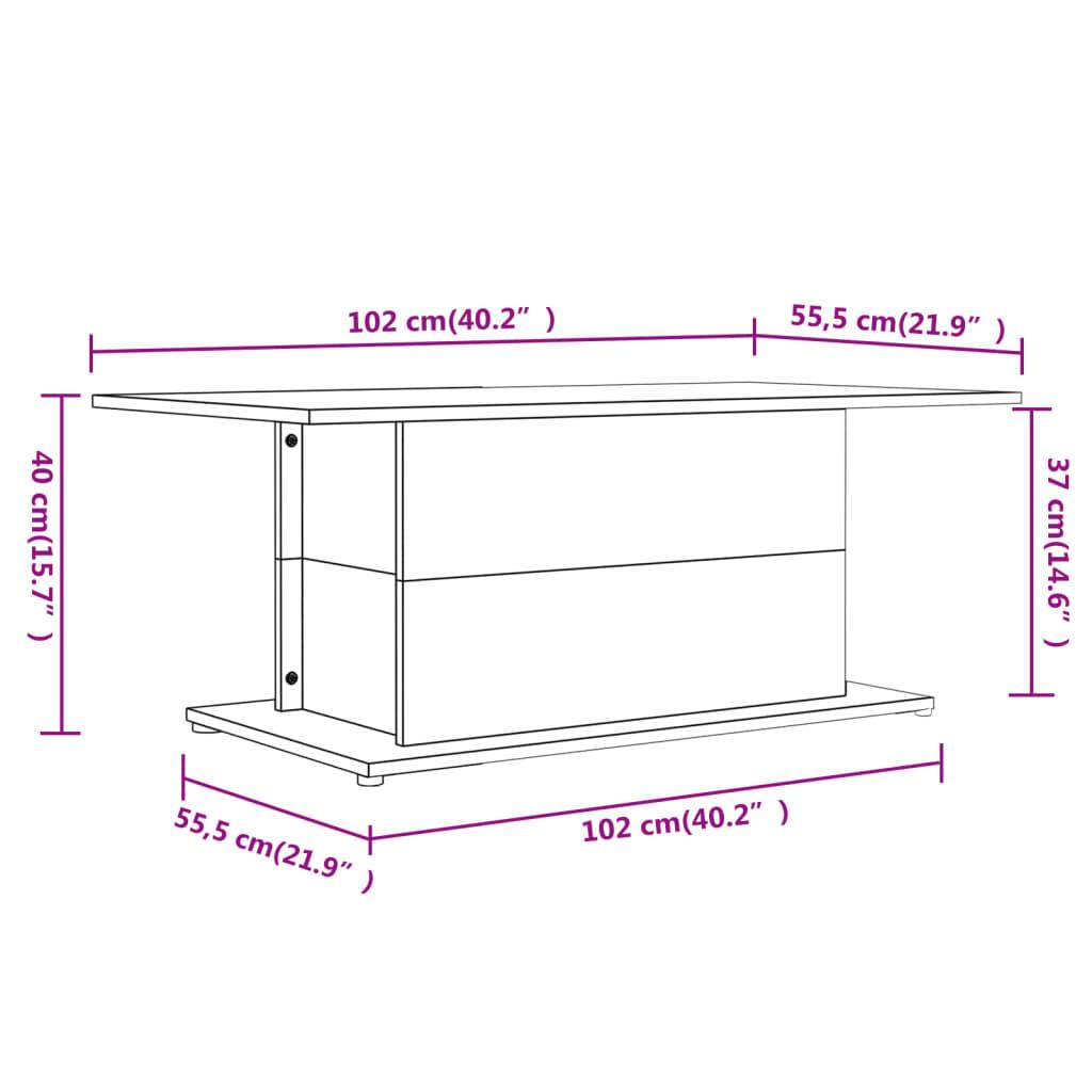 Stolik kawowy 102x55,5x40 cm z płyty wiórowej biały wysoki połysk do salonu nr. 7