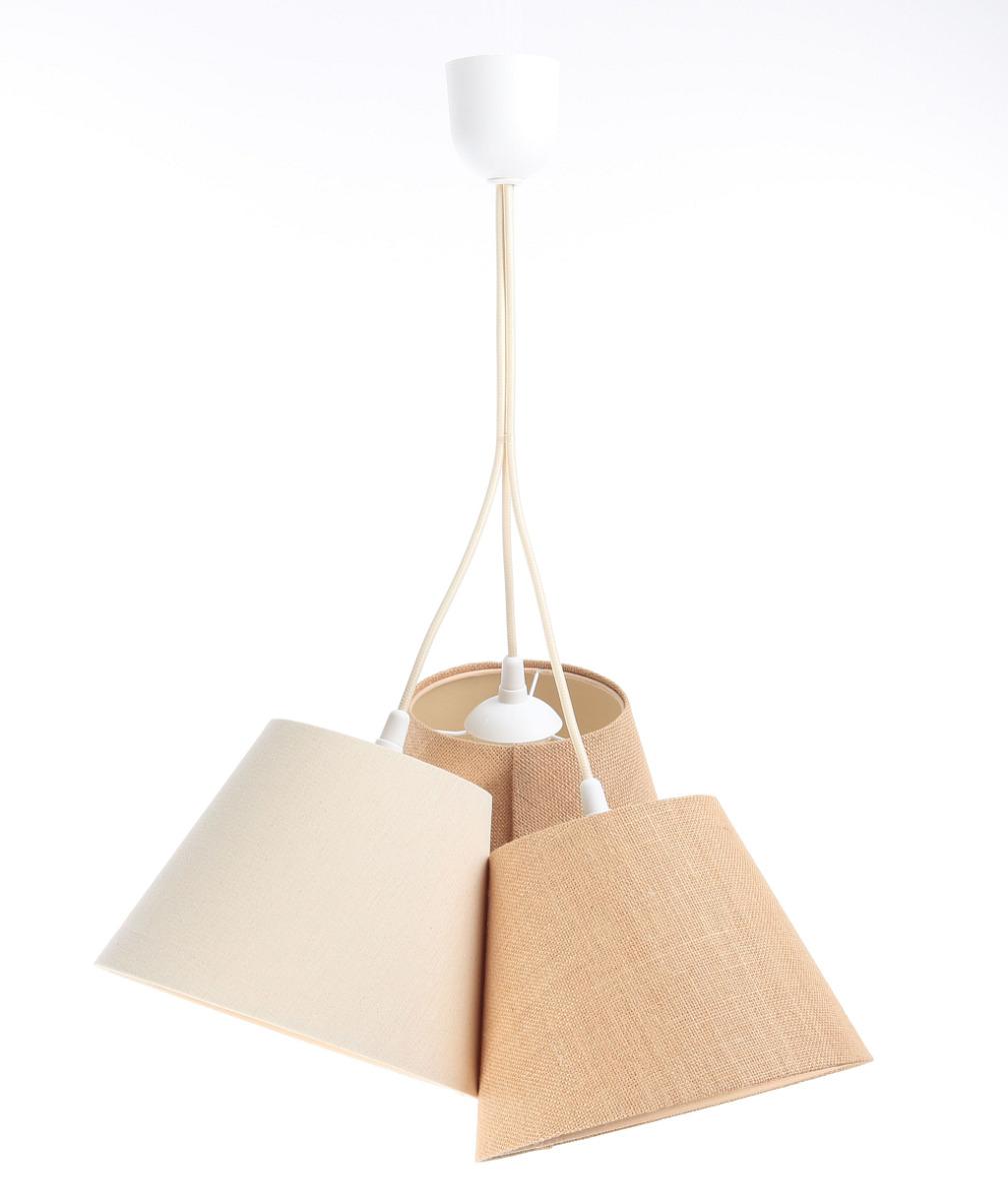 Lampa wisząca potrójna BOHO lniano jutowa różne odcienie beżu do salonu sypialni biura nr. 3