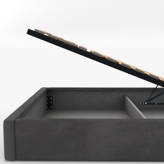 Łóżko Pojedyncze 90x200cm łóżko tapicerowane z pojemnikiem grafitowe do sypialni wezgłowie 88 cm - Miniaturka zdjęcia nr 10