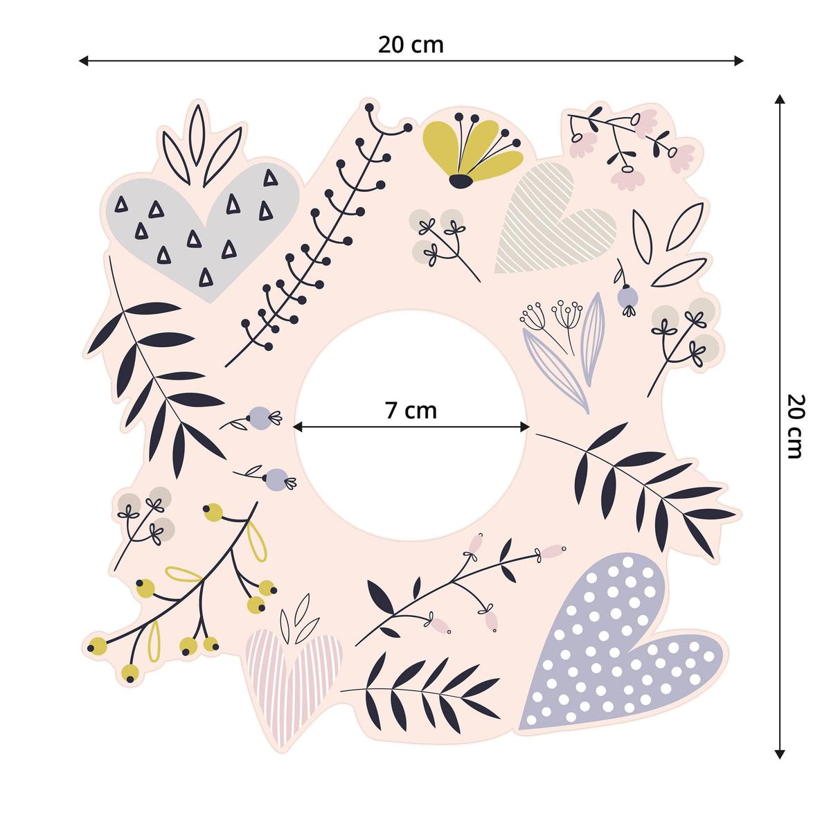 Naklejka Pod Kontakt Do Pokoju Dziecięcego 20x20 Kwiaty Serduszka Liście Boho nr. 2