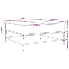 Stolik kawowy 95x95x45 cm z rozkładanym blatem ze schowkiem szary dąb sonoma do salonu - Miniaturka zdjęcia nr 11