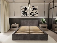 Łóżko tapicerowane do sypialni basic 120x200x88 cm podwójne z pojemnikiem grafitowe - Miniaturka zdjęcia nr 8
