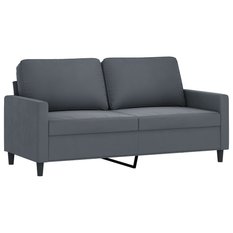 Sofa 158x77x80 cm 2-osobowa tapicerowana aksamitem ciemnoszara do salonu - Miniaturka zdjęcia nr 2