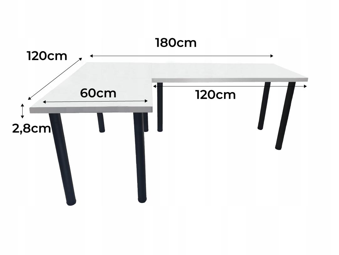 Biurko gamingowe model 0 Low 180x75x60 cm białe narożne stół do pokoju gracza nr. 3