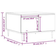 Stolik kawowy 55x55x36,5 cm z półką i szufladą biały o wysokim połysku do salonu - Miniaturka zdjęcia nr 11