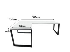 Biurko gamingowe narożne model 0 Low białe LOFT metalowe nogi dla gracza 180x71x60cm - Miniaturka zdjęcia nr 2