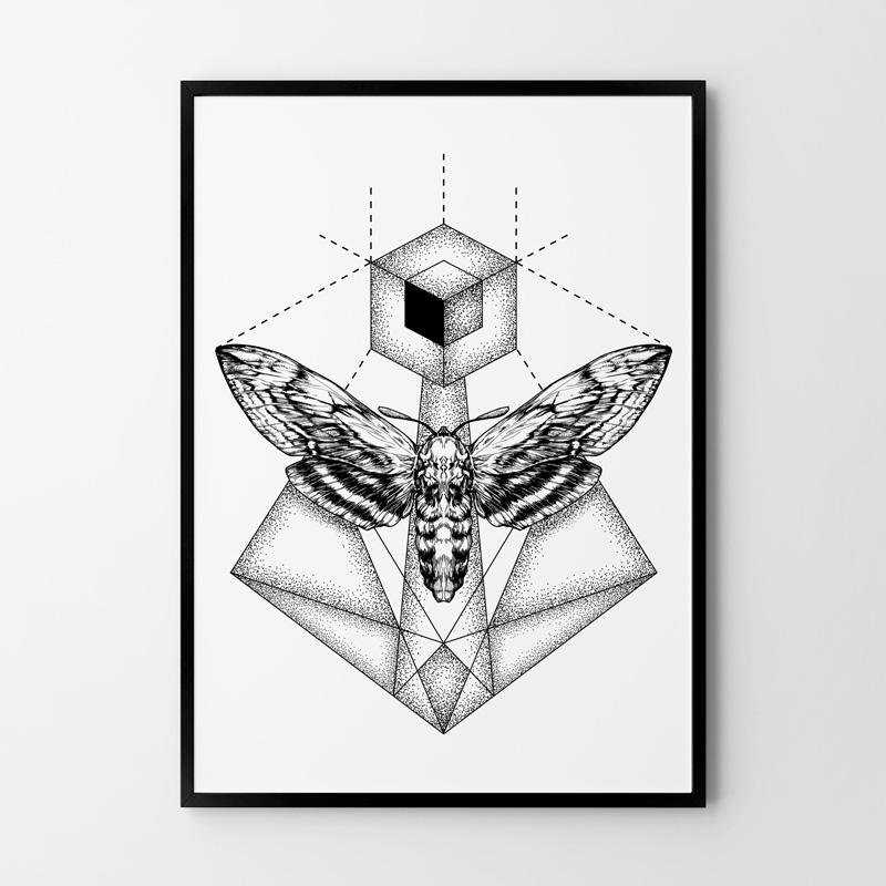 Plakat ćma geometria 70x100 cm dekoracja ścienna bez ram  nr. 1