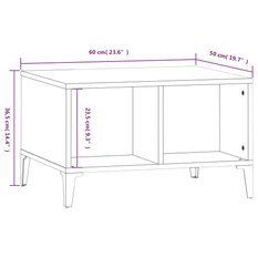 Stolik kawowy 60x50x36,5 cm z dwoma przestronnymi przegrodami biały do salonu - Miniaturka zdjęcia nr 8