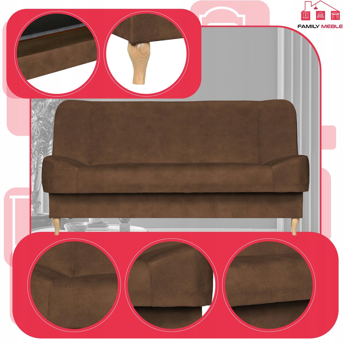 Wersalka SARA 200x95 cm brązowa rozkładana kanapa z pojemnikiem sofa do salonu Aura nr. 4