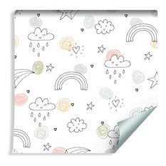 Tapeta Dziecięca Rysowane CHMURKI Gwiazdki Tęcza 53x1000  - Miniaturka zdjęcia nr 3