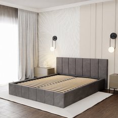 Łóżko tapicerowane 160x200 premium z pojemnikiem do sypialni grafitowe wezgłowie 107 cm - Miniaturka zdjęcia nr 4