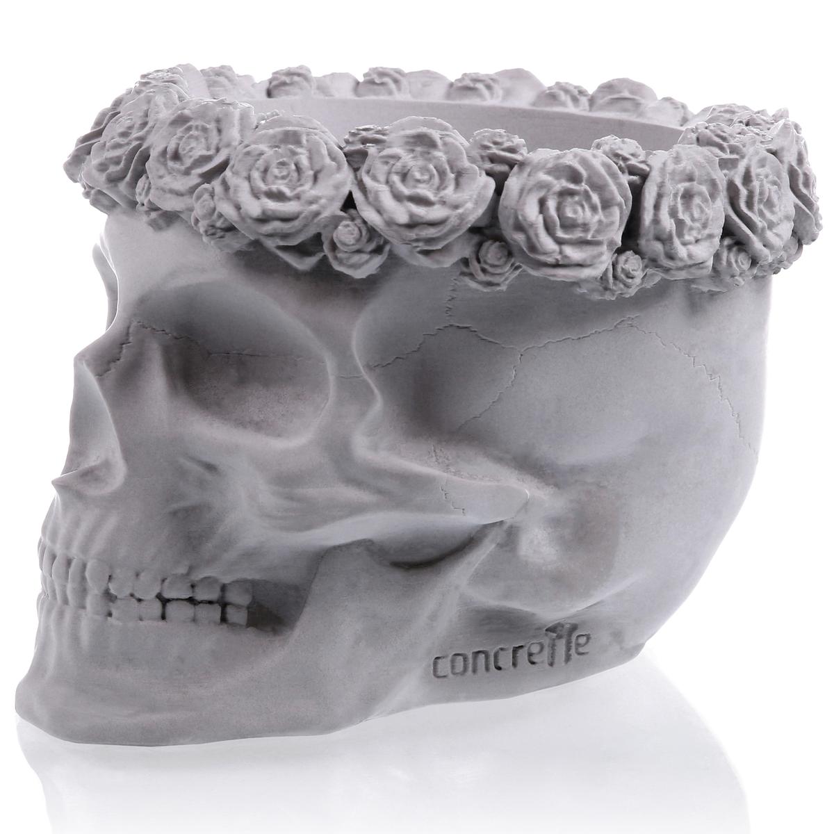 Donica Skull Flowers Unpainted  9 cm nr. 2