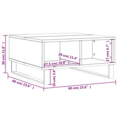 Stolik kawowy 60x60x30 cm z przestronnymi półkami szarość betonu do salonu - Miniaturka zdjęcia nr 9